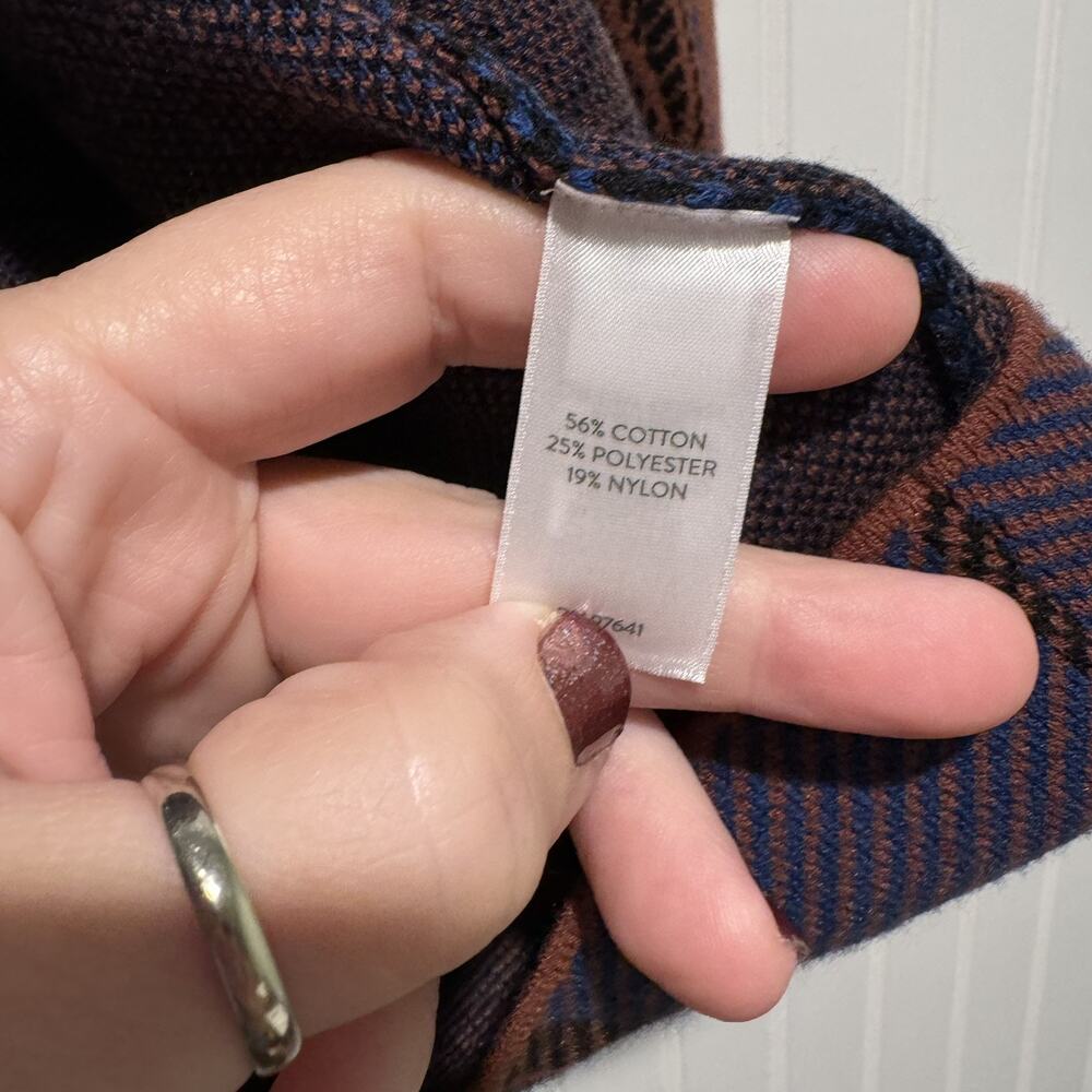 J Jill Plaid Sweater Jacket Blazer Blue Orange Size Large - Picture 6 of 7